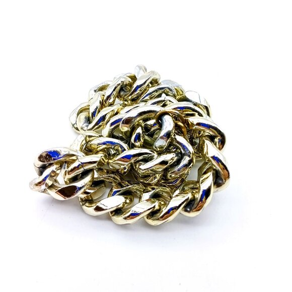 Chunky Vintage Eloxal Necklace, Large Curb Link Chain, Gold Tone Choker Length - Picture 4 of 4